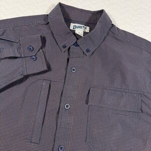 Duluth Trading Co Men XL Long Sleeve Plaid Pockets Button Up Shirt Cupron Poly